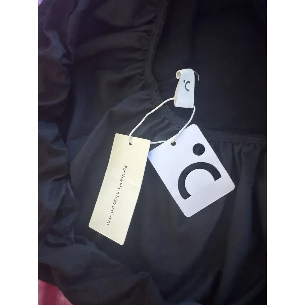 NWT Commense Black Midi Dress Ribbed Bubble Hem Women's Small Tank Top - Picture 7 of 9